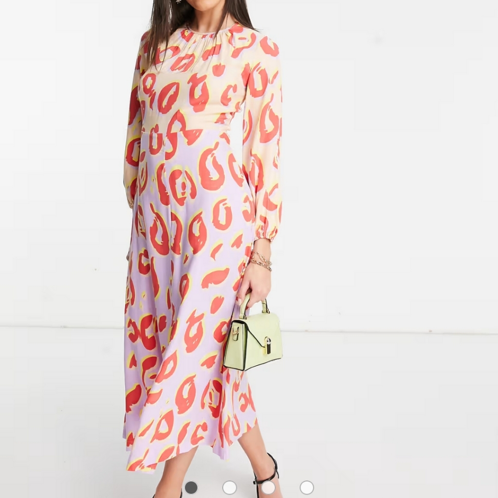 Closet London Long Sleeve Spot Print Midaxi Dress In Pastel, Us 6